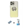 MARSİLYAN™- iPhone 12 Pro Max Kılıf Kutup Yansıma Özel Seri - Siyah 5D Eko Cam Ekran Koruyucu + Shine Kamera Lens Koruma Cam - GS