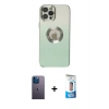 MARSİLYAN™- iPhone 12 Pro Max Kılıf Kutup Yansıma Özel Seri - Siyah 5D Eko Cam Ekran Koruyucu + Neon Fosforlu Kamera Lens - MI