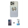 MARSİLYAN™- iPhone 12 Pro Max Kılıf Kutup Yansıma Özel Seri - Siyah 5D Eko Cam Ekran Koruyucu + Neon Fosforlu Kamera Lens - MI