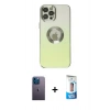 MARSİLYAN™- iPhone 12 Pro Max Kılıf Kutup Yansıma Özel Seri - Siyah 5D Eko Cam Ekran Koruyucu + Neon Fosforlu Kamera Lens - MI