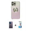 MARSİLYAN™- iPhone 12 Pro Max Kılıf Kutup Yansıma Özel Seri - Siyah 5D Eko Cam Ekran Koruyucu + Neon Fosforlu Kamera Lens - MI