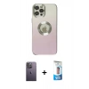 MARSİLYAN™- iPhone 12 Pro Max Kılıf Kutup Yansıma Özel Seri - Siyah 5D Eko Cam Ekran Koruyucu + Neon Fosforlu Kamera Lens - BZ