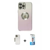MARSİLYAN™- iPhone 12 Pro Max Kılıf Kutup Yansıma Özel Seri - Siyah 5D Eko Cam Ekran Koruyucu + Shine Kamera Lens - GD