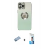 MARSİLYAN™- iPhone 12 Pro Max Kılıf Kutup Yansıma Özel Seri - Siyah 5D Eko Cam Ekran Koruyucu + Shine Kamera Lens Koruma Cam - MI