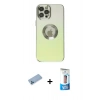 MARSİLYAN™- iPhone 12 Pro Max Kılıf Kutup Yansıma Özel Seri - Siyah 5D Eko Cam Ekran Koruyucu + Shine Kamera Lens Koruma Cam - MI