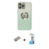 MARSİLYAN™- iPhone 12 Pro Max Kılıf Kutup Yansıma Özel Seri - Siyah 5D Eko Cam Ekran Koruyucu + Shine Kamera Lens Koruma Cam - SABE