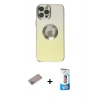 MARSİLYAN™- iPhone 12 Pro Max Kılıf Kutup Yansıma Özel Seri - Siyah 5D Eko Cam Ekran Koruyucu + Shine Kamera Lens Koruma Cam - SABE