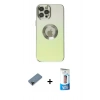 MARSİLYAN™- iPhone 12 Pro Max Kılıf Kutup Yansıma Özel Seri - Siyah 5D Eko Cam Ekran Koruyucu + Shine Kamera Lens Koruma Cam - SH
