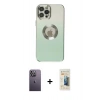 MARSİLYAN™- iPhone 12 Pro Max Kılıf Kutup Yansıma Özel Seri - Siyah 6D Mat Seramik Hayalet Nano Ekran Koruyucu + Neon Fosforlu Kamera Lens - BZ