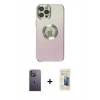 MARSİLYAN™- iPhone 12 Pro Max Kılıf Kutup Yansıma Özel Seri - Siyah 6D Mat Seramik Hayalet Nano Ekran Koruyucu + Neon Fosforlu Kamera Lens - BZ