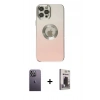 MARSİLYAN™- iPhone 12 Pro Max Kılıf Kutup Yansıma Özel Seri - Siyah Bilvis Hayalet Cam Ekran Koruyucu + Beyaz Neon Fosforlu Kamera Lens