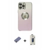 MARSİLYAN™- iPhone 12 Pro Max Kılıf Kutup Yansıma Özel Seri - Siyah Bilvis Hayalet Cam Ekran Koruyucu + Metal Kamera Lens Koruma Cam - GD