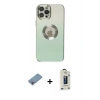 MARSİLYAN™- iPhone 12 Pro Max Kılıf Kutup Yansıma Özel Seri - Siyah Bilvis Hayalet Cam Ekran Koruyucu + Shine Kamera Lens Koruma Cam - GI