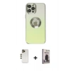 MARSİLYAN™- iPhone 12 Pro Max Kılıf Kutup Yansıma Özel Seri - Siyah Bilvis Hayalet Cam Ekran Koruyucu + Shine Kamera Lens - GD