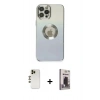 MARSİLYAN™- iPhone 12 Pro Max Kılıf Kutup Yansıma Özel Seri - Siyah Bilvis Hayalet Cam Ekran Koruyucu + Shine Kamera Lens - GD