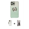MARSİLYAN™- iPhone 12 Pro Max Kılıf Kutup Yansıma Özel Seri - Siyah Bilvis Hayalet Cam Ekran Koruyucu + Shine Kamera Lens - GD