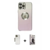 MARSİLYAN™- iPhone 12 Pro Max Kılıf Kutup Yansıma Özel Seri - Siyah Bilvis Hayalet Cam Ekran Koruyucu + Shine Kamera Lens - GD
