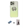 MARSİLYAN™- iPhone 12 Pro Max Kılıf Kutup Yansıma Özel Seri - Siyah Bilvis Hayalet Cam Ekran Koruyucu + Shine Kamera Lens Koruma Cam - GD