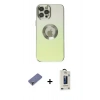 MARSİLYAN™- iPhone 12 Pro Max Kılıf Kutup Yansıma Özel Seri - Siyah Bilvis Hayalet Cam Ekran Koruyucu + Metal Kamera Lens Koruma Cam - GD