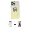 MARSİLYAN™- iPhone 12 Pro Max Kılıf Kutup Yansıma Özel Seri - Siyah Bilvis Hayalet Cam Ekran Koruyucu + Shine Kamera Lens - GD