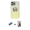 MARSİLYAN™- iPhone 12 Pro Max Kılıf Kutup Yansıma Özel Seri - Siyah Bilvis Hayalet Cam Ekran Koruyucu + Shine Kamera Lens Koruma Cam - GD