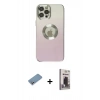 MARSİLYAN™- iPhone 12 Pro Max Kılıf Kutup Yansıma Özel Seri - Siyah Bilvis Hayalet Cam Ekran Koruyucu + Shine Kamera Lens Koruma Cam - GS