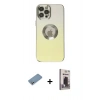 MARSİLYAN™- iPhone 12 Pro Max Kılıf Kutup Yansıma Özel Seri - Siyah Bilvis Hayalet Cam Ekran Koruyucu + Shine Kamera Lens Koruma Cam - GS