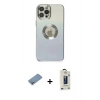 MARSİLYAN™- iPhone 12 Pro Max Kılıf Kutup Yansıma Özel Seri - Siyah Bilvis Hayalet Cam Ekran Koruyucu + Gümüş Shine Kamera Lens Koruma Cam