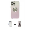 MARSİLYAN™- iPhone 12 Pro Max Kılıf Kutup Yansıma Özel Seri - Siyah Bilvis Hayalet Cam Ekran Koruyucu + Shine Kamera Lens - LT