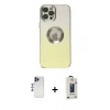 MARSİLYAN™- iPhone 12 Pro Max Kılıf Kutup Yansıma Özel Seri - Siyah Bilvis Hayalet Cam Ekran Koruyucu + Shine Kamera Lens - LT