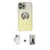 MARSİLYAN™- iPhone 12 Pro Max Kılıf Kutup Yansıma Özel Seri - Siyah Bilvis Hayalet Cam Ekran Koruyucu + Shine Kamera Lens - LT