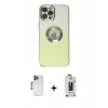 MARSİLYAN™- iPhone 12 Pro Max Kılıf Kutup Yansıma Özel Seri - Siyah Bilvis Hayalet Cam Ekran Koruyucu + Shine Kamera Lens - LT