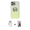 MARSİLYAN™- iPhone 12 Pro Max Kılıf Kutup Yansıma Özel Seri - Siyah Bilvis Hayalet Cam Ekran Koruyucu + Shine Kamera Lens - LT
