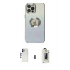 MARSİLYAN™- iPhone 12 Pro Max Kılıf Kutup Yansıma Özel Seri - Siyah Bilvis Hayalet Cam Ekran Koruyucu + Shine Kamera Lens - LT