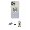 MARSİLYAN™- iPhone 12 Pro Max Kılıf Kutup Yansıma Özel Seri - Siyah Bilvis Hayalet Cam Ekran Koruyucu + Renkli Kamera Lens Koruma Cam - MI