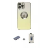 MARSİLYAN™- iPhone 12 Pro Max Kılıf Kutup Yansıma Özel Seri - Siyah Bilvis Hayalet Cam Ekran Koruyucu + Renkli Kamera Lens Koruma Cam - MI