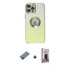 MARSİLYAN™- iPhone 12 Pro Max Kılıf Kutup Yansıma Özel Seri - Siyah Bilvis Hayalet Cam Ekran Koruyucu + Metal Kamera Lens Koruma Cam - KI