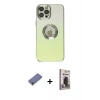 MARSİLYAN™- iPhone 12 Pro Max Kılıf Kutup Yansıma Özel Seri - Siyah Bilvis Hayalet Cam Ekran Koruyucu + Metal Kamera Lens Koruma Cam - GD