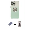 MARSİLYAN™- iPhone 12 Pro Max Kılıf Kutup Yansıma Özel Seri - Siyah Bilvis Hayalet Cam Ekran Koruyucu + Metal Kamera Lens Koruma Cam - GD