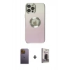 MARSİLYAN™- iPhone 12 Pro Max Kılıf Kutup Yansıma Özel Seri - Siyah Bilvis Hayalet Cam Ekran Koruyucu + Neon Fosforlu Kamera Lens - SI