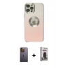 MARSİLYAN™- iPhone 12 Pro Max Kılıf Kutup Yansıma Özel Seri - Siyah Bilvis Hayalet Cam Ekran Koruyucu + Neon Fosforlu Kamera Lens - SI