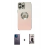 MARSİLYAN™- iPhone 12 Pro Max Kılıf Kutup Yansıma Özel Seri - Siyah Bilvis Hayalet Cam Ekran Koruyucu + Neon Fosforlu Kamera Lens - MI
