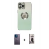 MARSİLYAN™- iPhone 12 Pro Max Kılıf Kutup Yansıma Özel Seri - Siyah Bilvis Hayalet Cam Ekran Koruyucu + Neon Fosforlu Kamera Lens - MI