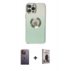 MARSİLYAN™- iPhone 12 Pro Max Kılıf Kutup Yansıma Özel Seri - Siyah Bilvis Hayalet Cam Ekran Koruyucu + Neon Fosforlu Kamera Lens - SI