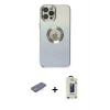 MARSİLYAN™- iPhone 12 Pro Max Kılıf Kutup Yansıma Özel Seri - Siyah Bilvis Hayalet Cam Ekran Koruyucu + Renkli Kamera Lens Koruma Cam - PE
