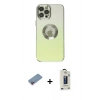 MARSİLYAN™- iPhone 12 Pro Max Kılıf Kutup Yansıma Özel Seri - Siyah Bilvis Hayalet Cam Ekran Koruyucu + Shine Kamera Lens Koruma Cam - PE
