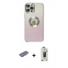 MARSİLYAN™- iPhone 12 Pro Max Kılıf Kutup Yansıma Özel Seri - Siyah Bilvis Hayalet Cam Ekran Koruyucu + Renkli Kamera Lens Koruma Cam - PE