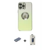 MARSİLYAN™- iPhone 12 Pro Max Kılıf Kutup Yansıma Özel Seri - Siyah Bilvis Hayalet Cam Ekran Koruyucu + Renkli Kamera Lens Koruma Cam - YL