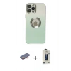 MARSİLYAN™- iPhone 12 Pro Max Kılıf Kutup Yansıma Özel Seri - Siyah Bilvis Hayalet Cam Ekran Koruyucu + Renkli Kamera Lens Koruma Cam - TU