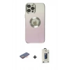 MARSİLYAN™- iPhone 12 Pro Max Kılıf Kutup Yansıma Özel Seri - Siyah Bilvis Hayalet Cam Ekran Koruyucu + Renkli Kamera Lens Koruma Cam - TU